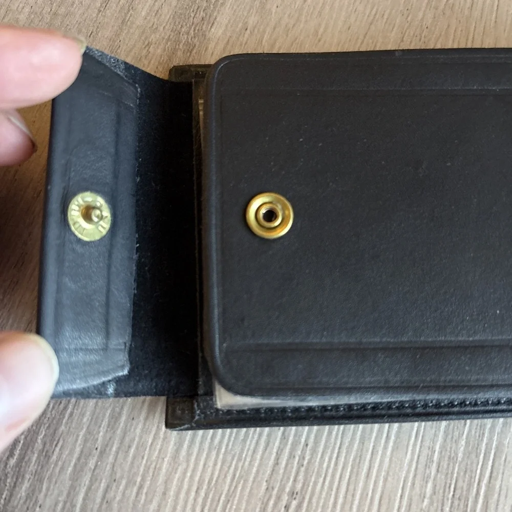New Vintage Eagle Black Bi-Fold Leather Men's Wallet w/ Snap Photo Sleeves